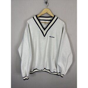 Polaris V-Neck Sweatshirt White Striped Collar Pullover Snowmobile Men’s XL USA